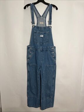 Levis Baggy Highwater Premium Womens Denim Overalls Medium Wash Blue Size Medium